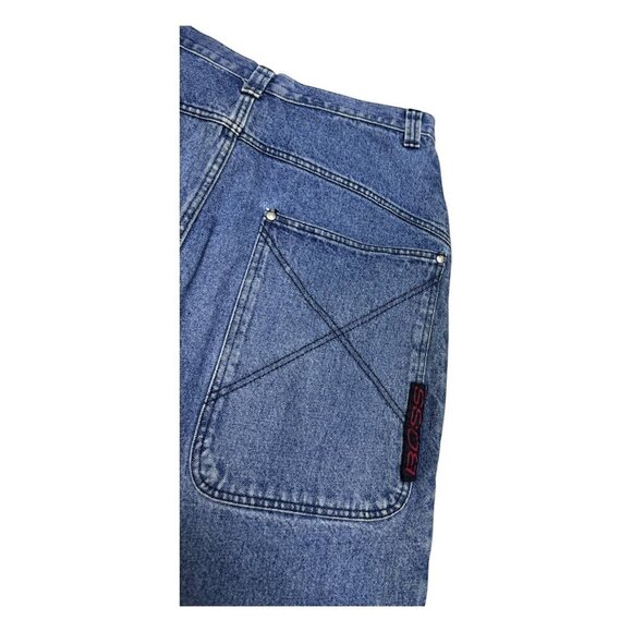 BOSS Vintage 90s Y2K Baggy Loose Wide Fit Streetwear Denim Jeans Mens 34x32 - Picture 4 of 7